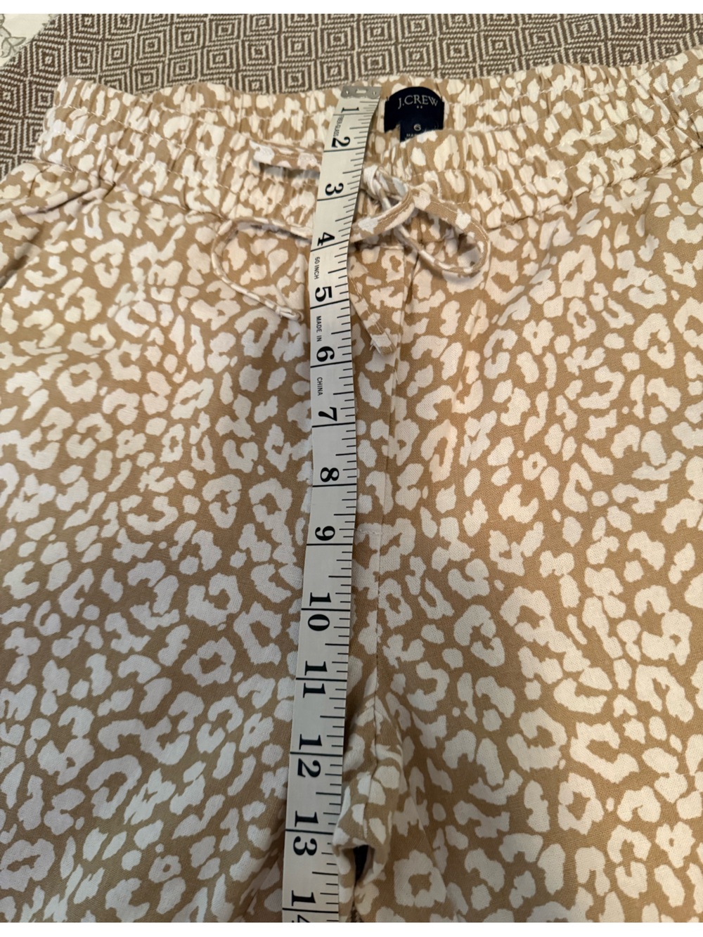 J Crew Beige and White Leopard Print Elastic Waist Pants size 6 - Picture 8 of 12